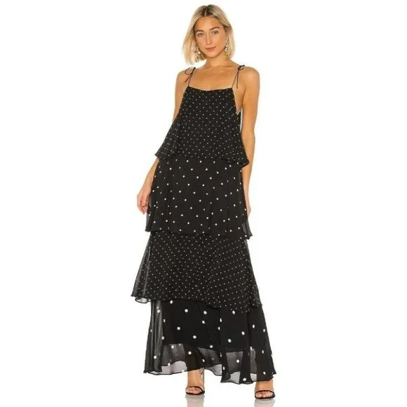 ANINE BING BNWT Daisy tiered polka-dot chiffon maxi dress Women's Size XS - Picture 3 of 9